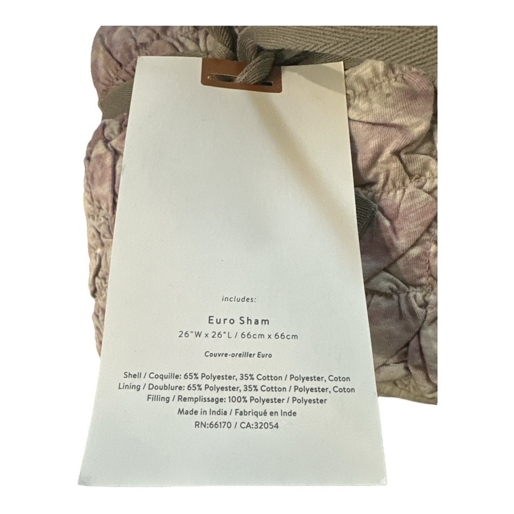 Anthropologie Textured Square Pillow Euro Sham Blythe Violet Tie Dye Boho NWT - Picture 2 of 5